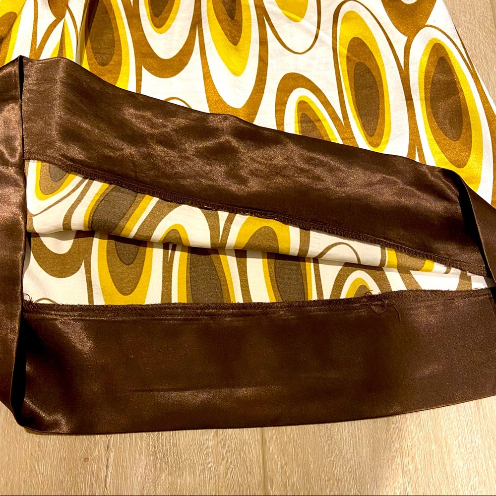 RW&CO Brown Peacock Pattern Satin Dress, Small - Picture 4 of 9